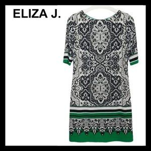 Eliza J Black and Green Patterned Dress